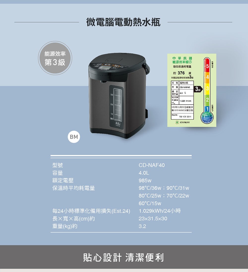 ZOJIRUSHI 象印 象印*日本製 象印*4公升*微電腦電動熱水瓶(CD-NAF40)